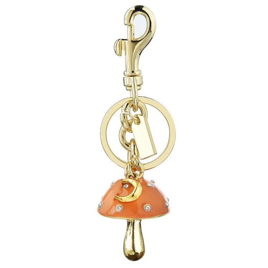 Keychain Pendant Rhinestones Inlaid Mushroom Shape Key Holder with Thickened Metal Lobster Clasp Bag Accessory жёлтый