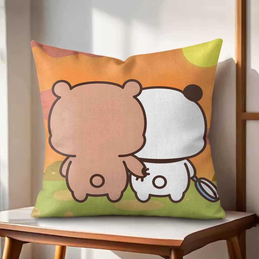 Cute BBubu And Dudu Cushion Cover Natural Linen Organic Fabric DoubleSided Printing Couch Pillow Covers Home Decor