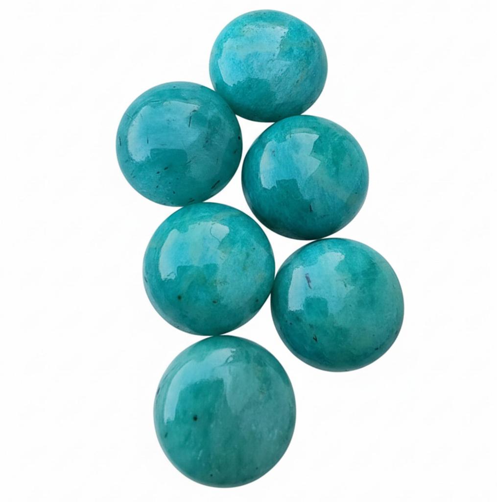 Cabochões Redondos de Amazonita Verde Natural Qualidade AAA Gema Alto Polimento Todos os Tamanhos