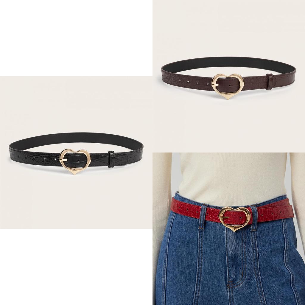 Button Popular Love Belt Womens Simple Retro Decorative Belt Belt Jeans