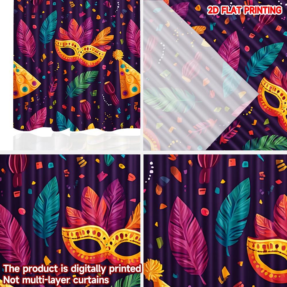 2D Flat Printing 2pcs Curtain Party Curtains Carnival Masks and Confetti Digital Printed Polyester Drapes Family Party