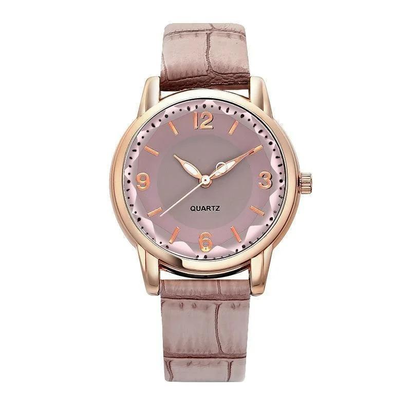 Leather Strap Women's Watch Polygonal Glass Luxury Women's Clock Dial Quartz Creative Fashion Quartz Watch