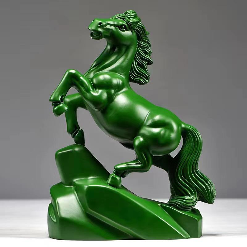 Ebony Wood Horse Carving: Solid Wood Ornament for Success - Handcrafted Home & TV Cabinet Decoration, Opening Gift