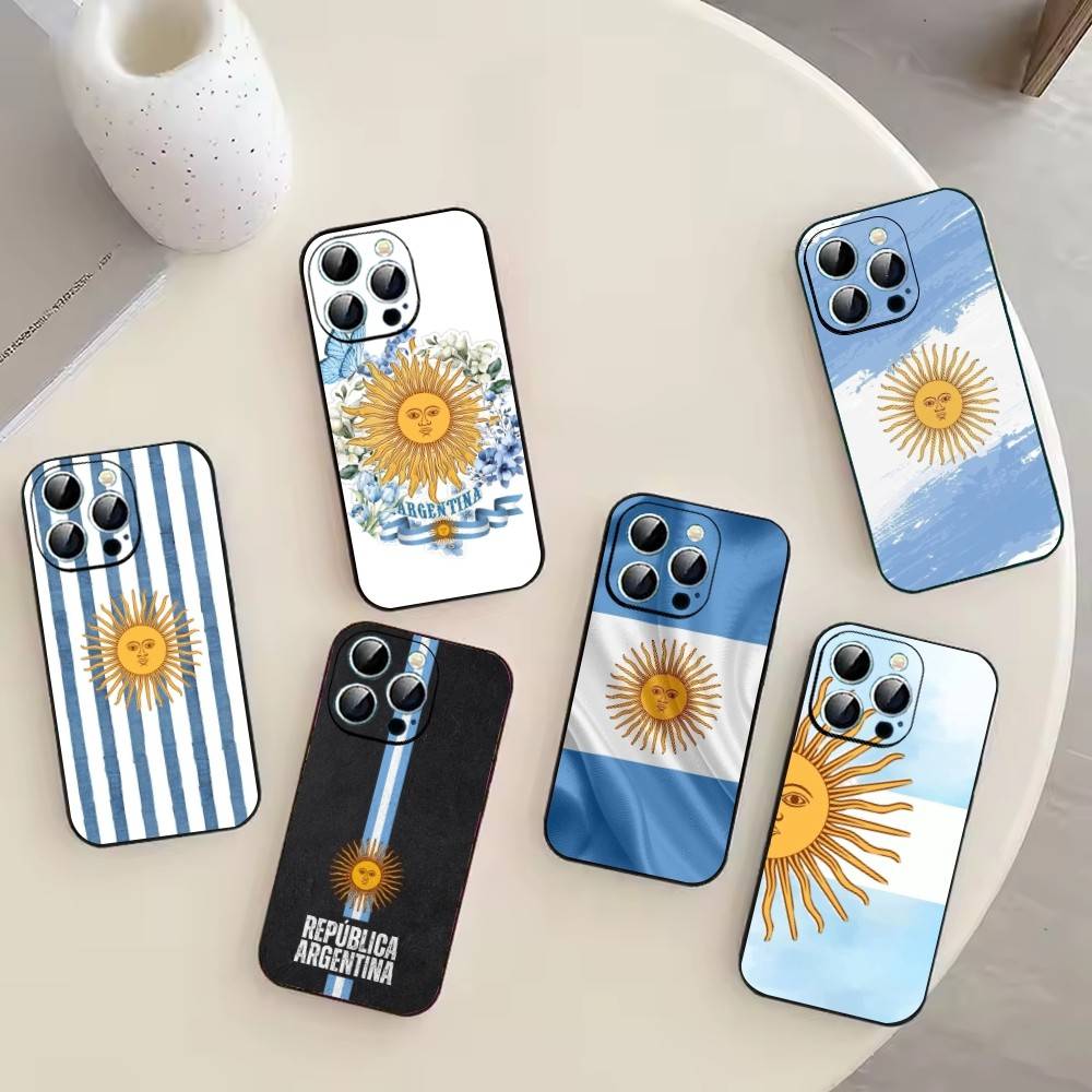 A-Argentina Football Fan Support F-Flag Phone Case For iPhone 17, 16,15,14,13,12,11 Plus,Pro Max, Others Soft Black Cover