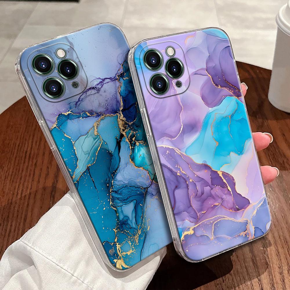 Watercolor Abstract Marble Pattern Case For Apple iPhone 17 16 15 14 13 12 11 Pro Max 16 Plus 16E 17Air 17Pro Phone Cover Funda