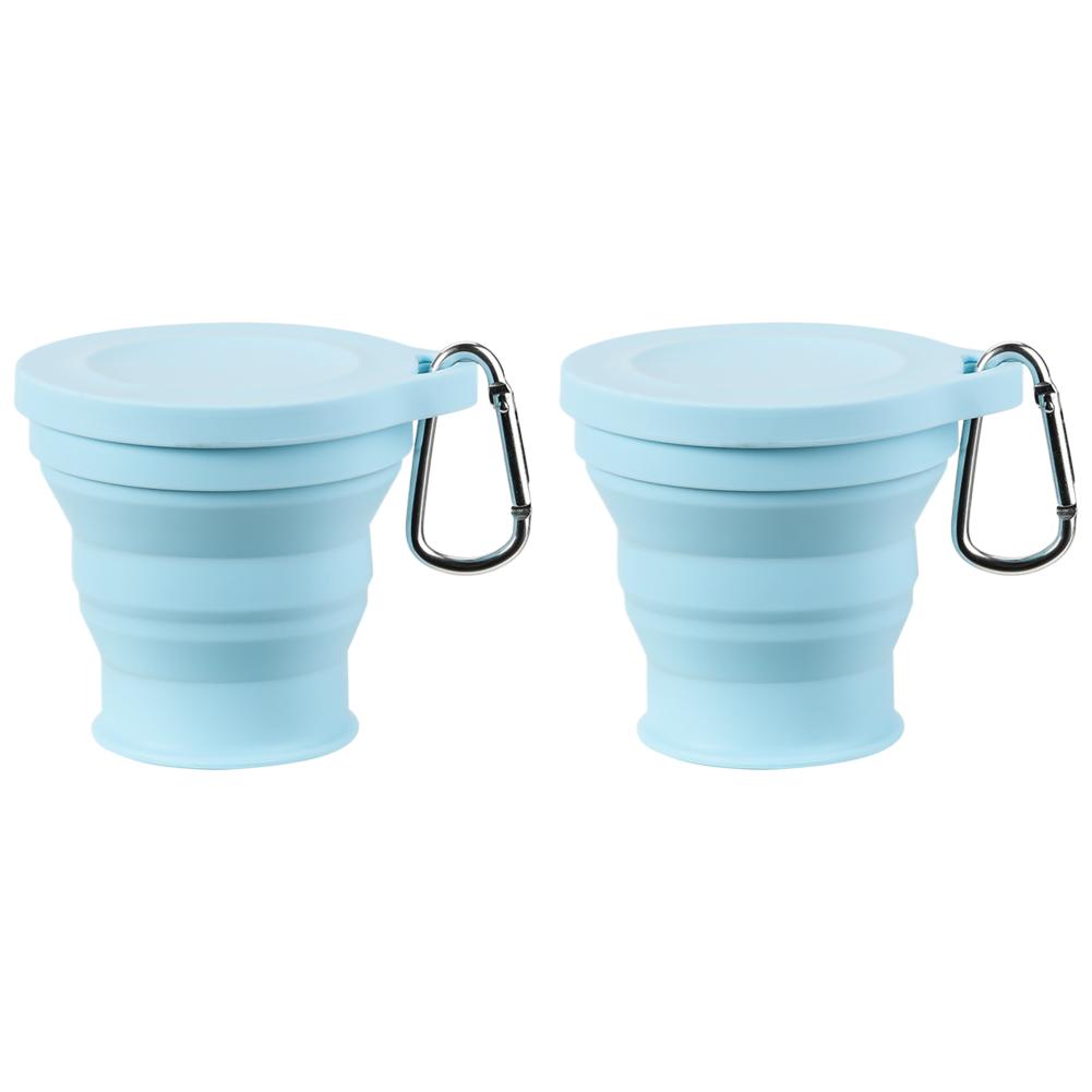 

A# 180ml Folding Cup with Lid Silicone Mini Retractable Cup for Travel (Sky Blue