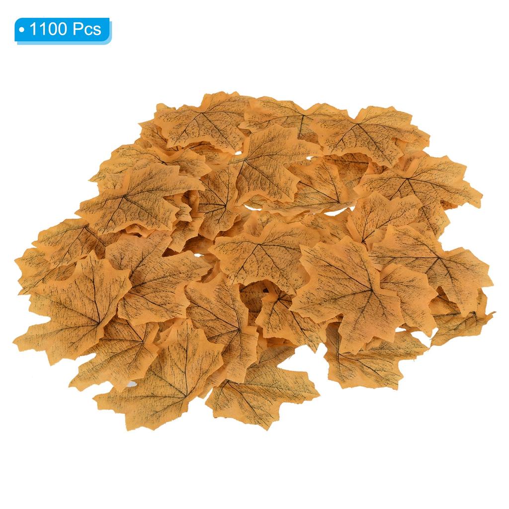 Artificial Leaves, 400/1100 Pcs Fall Maple Autumn Fake Leaf for Wedding Party Thanksgiving Halloween Decoration, Gold