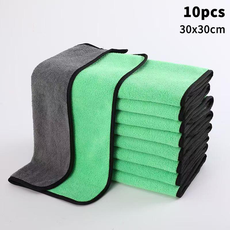 1/10 Stück Verdicktes Autowaschtuch Doppelseitige Mikrofaser-Reinigungstücher Auto-Fensterglas-Detailing Trockentücher