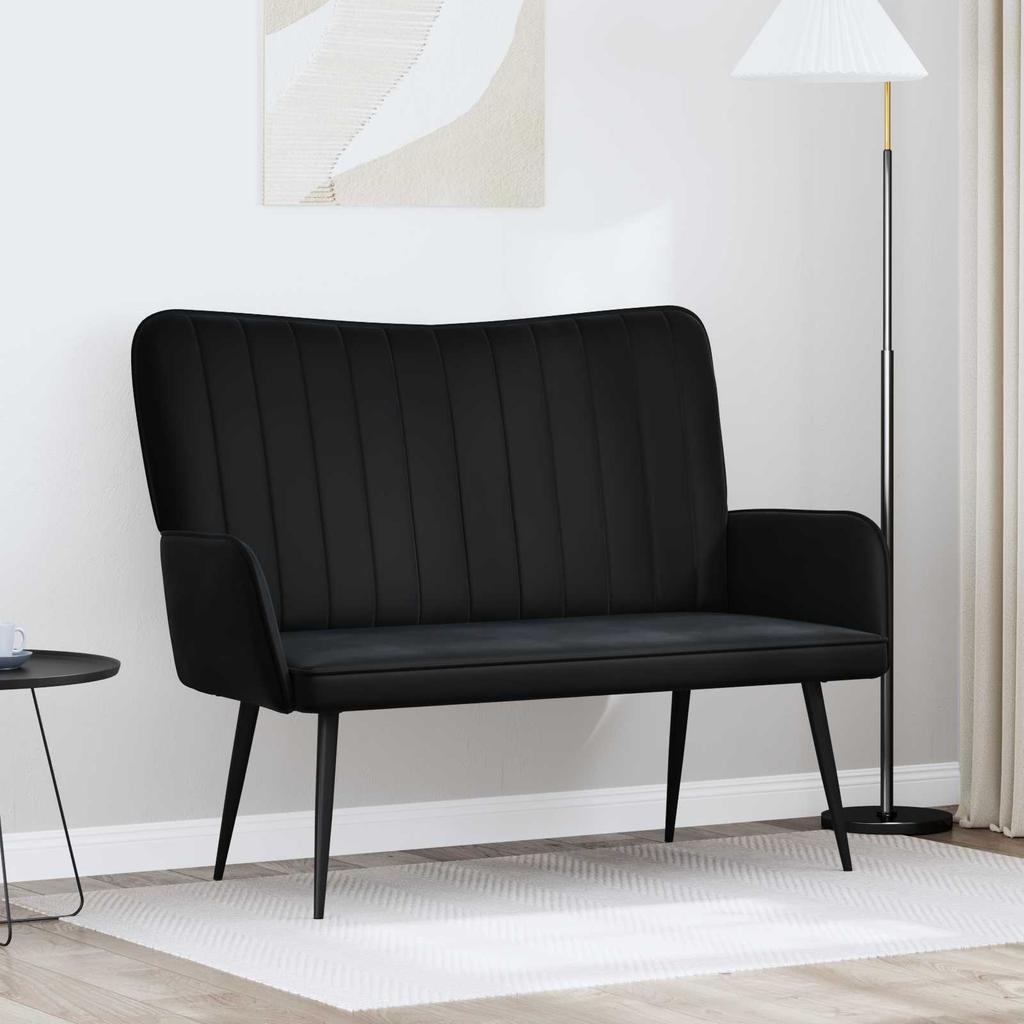 2 Seater Sofa Black 115 x 61 x 87 cm Velvet (V)