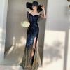Fishtail Banquet Dress Women's 1011 Autumn and Summer New Tassel Sequins Heavy Industry Host Aura Annual Meeting Evening Dress
