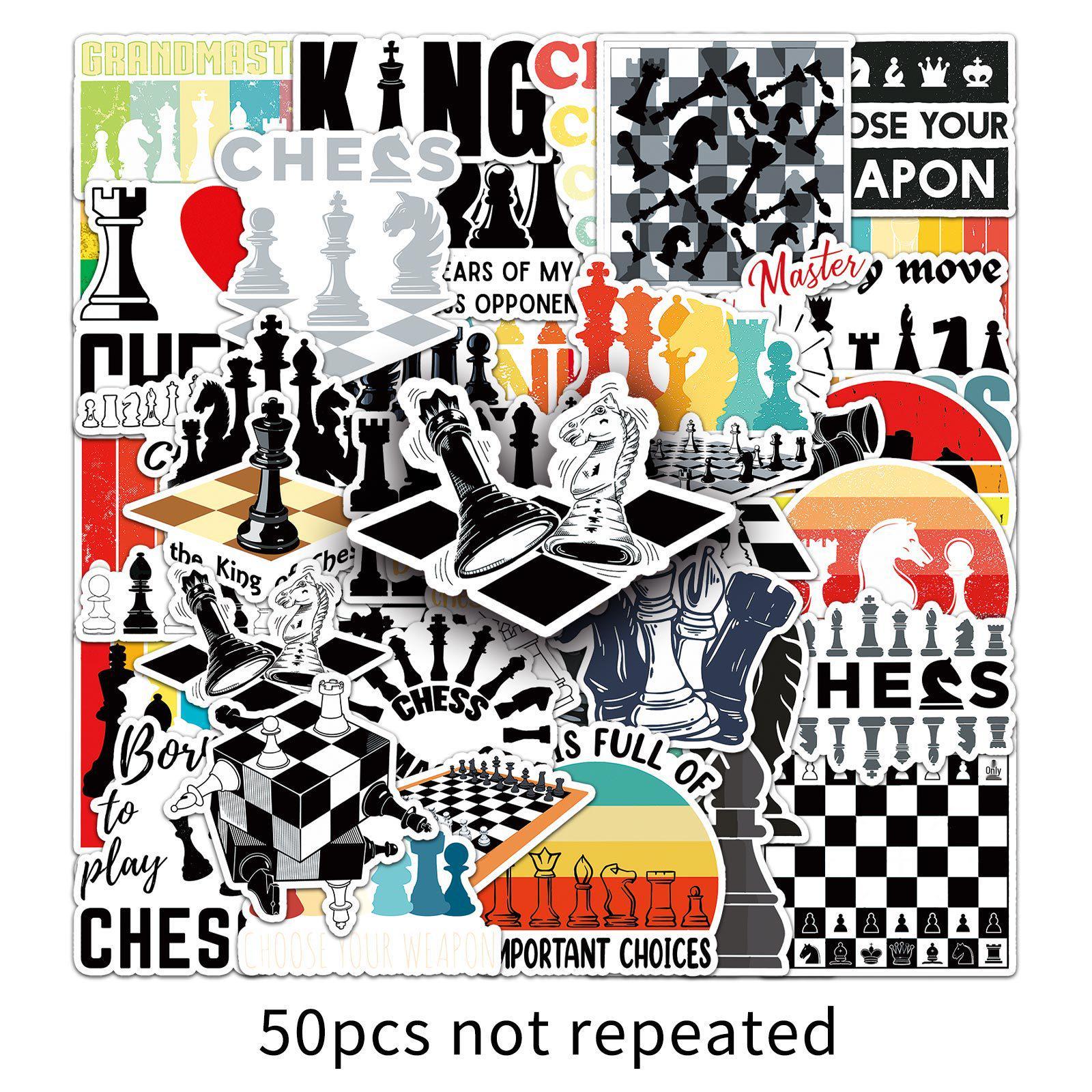 50 Chess Cartoon Stickers: Creative, Trendy, Waterproof Decorations for Journals & Computers