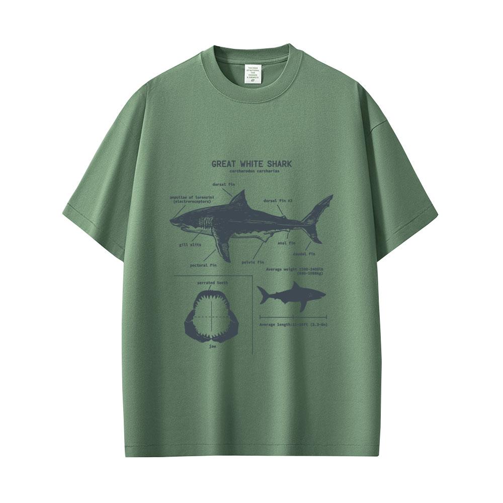 Marine Animals Great White Shark Anatomy Graphic Tshirt Men Women Casual Oversized Streetwear Mens Fashion Vintage T Shirts