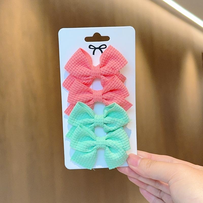4/6/10Pcs Soft Cotton Bow Hairpin Girl Sweet Design Hairpin Color Block Delicate Hairgripe Barrettes Kawaii Child Accessories