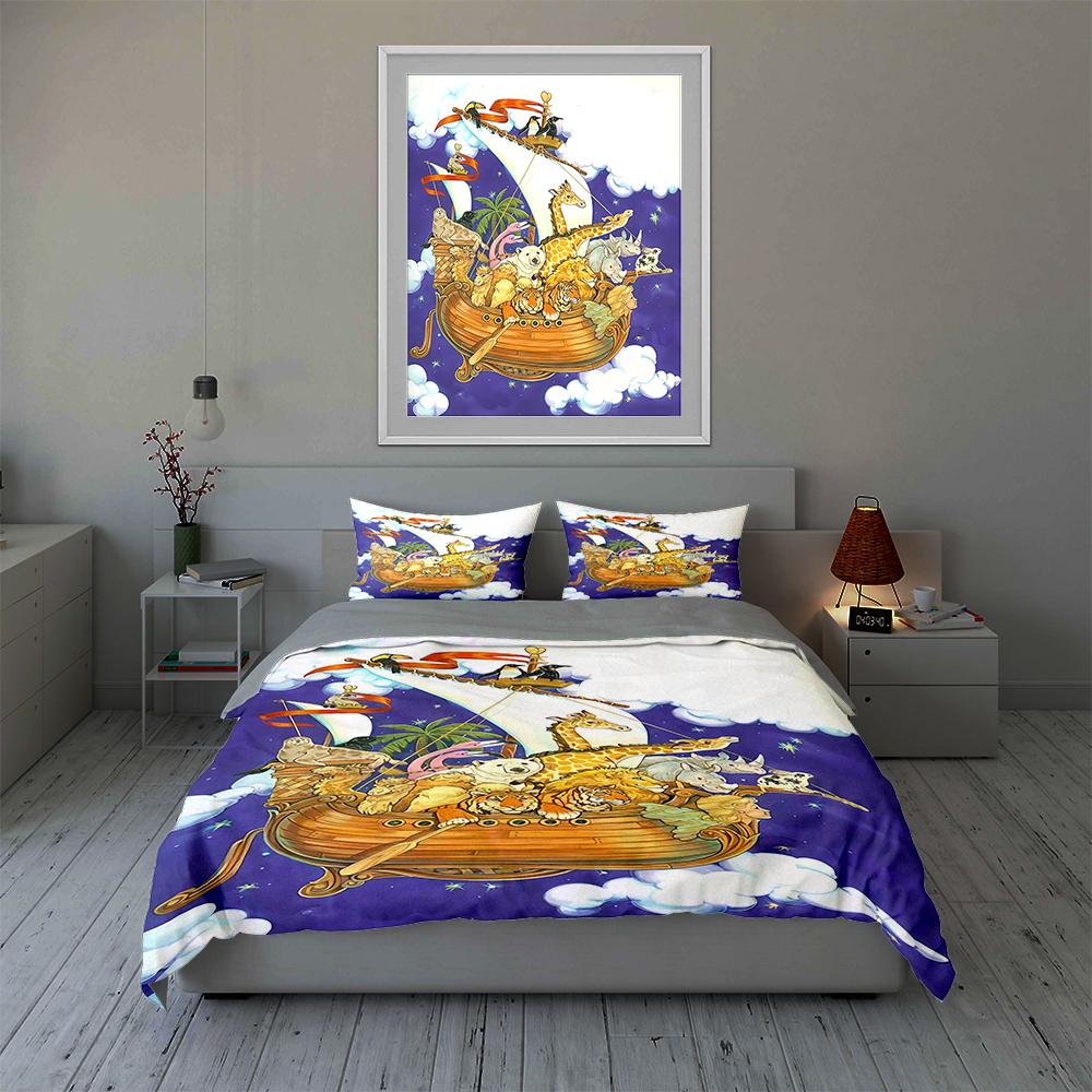 Animals, Ship, Clouds Bedding Duvet Cover Sets Duvet Covers Pillowcases Gifts (1 * Duvet Cover 2 * Pillowcases, Without Duvet Insert)