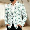 Herren Corduroy Business Casual Weihnachtsdruck Anzugjacke für Feiertagsparty und Alltag