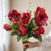 2 Cabezas Flores Artificiales de Peonías Ramas de Peonía Falsas de Seda con Tallo para Ramo de Novia DIY Centros de Mesa de Boda Arreglos Florales