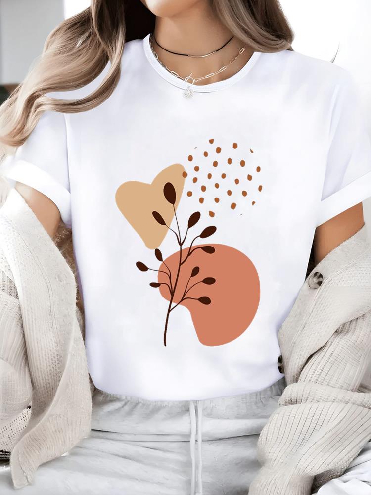 (Asian Size) Butterfly Flower Cute Print Short Sleeve T-shirts Fashion O-neck Female Casual Women's Top T Clothing Graphic Tee