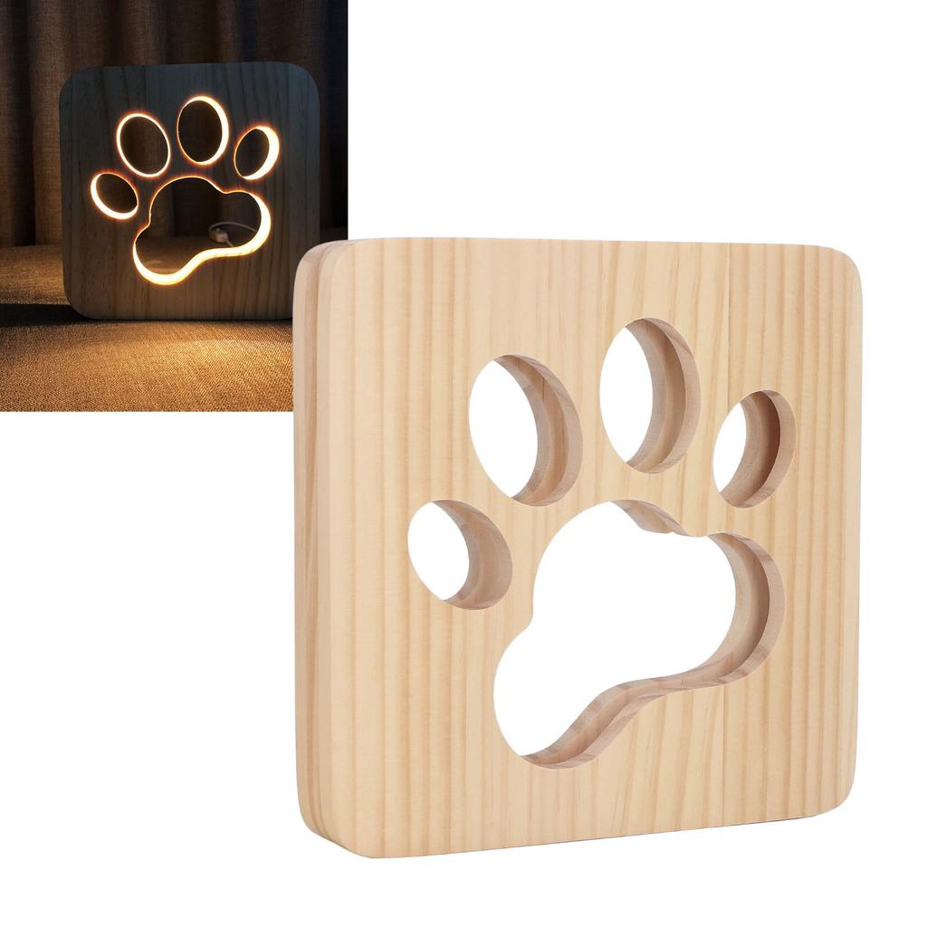 Katzen-Nachtlicht, ausgehöhlt, weiches Licht, Augenschutz, tragbare 3D-Holzlampe mit USB-Schnittstelle