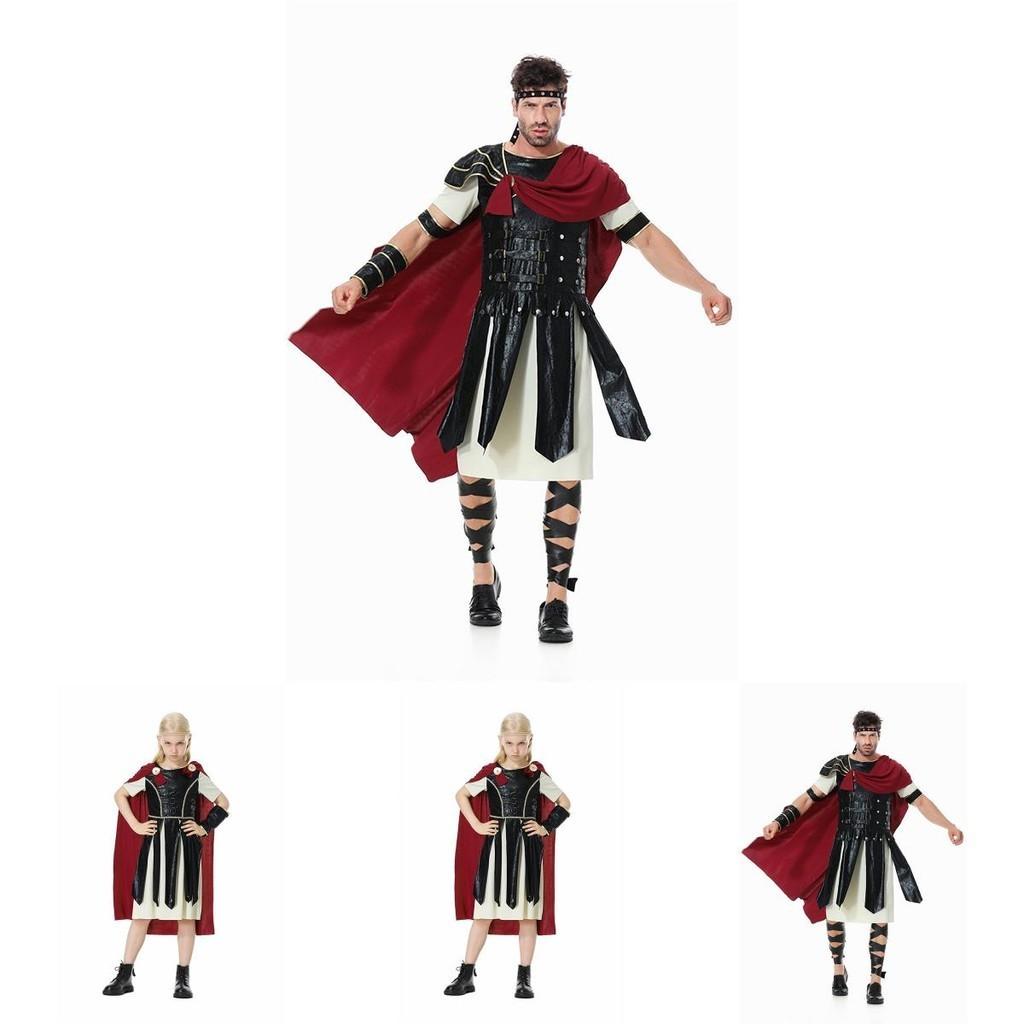 Festa de Fantasia de Halloween Roupa de Família Fantasia de Cavaleiro Soldado Adulto Masculino Cosplay Vestir-se, Personagens de Guerreiro Romano)