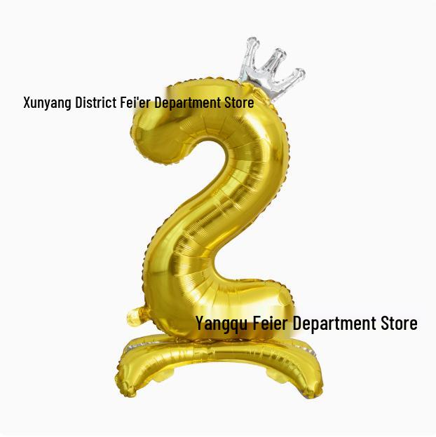 32-Inch Ins Style Digital Standing Crown Base Foil Balloon for Children's First Birthday