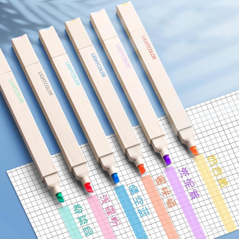 6Pcs/Set Soft Tip Pastel Highlighters Double Headed Hand Account Pens  School Office Supplies