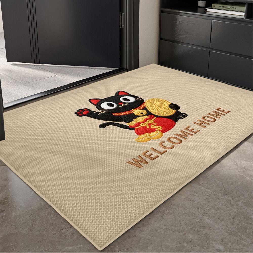 Cute Cartoon Dog Skateboard Welcome Home Door Mat Carpet Rug for Entryway Indoor Home Decoration Floor Mat with Animal Pattern