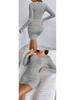 2026 European & American Slim-Fit Ribbed V-Neck Long-Sleeved Hip-Hugging Dress for Spring & Autumn