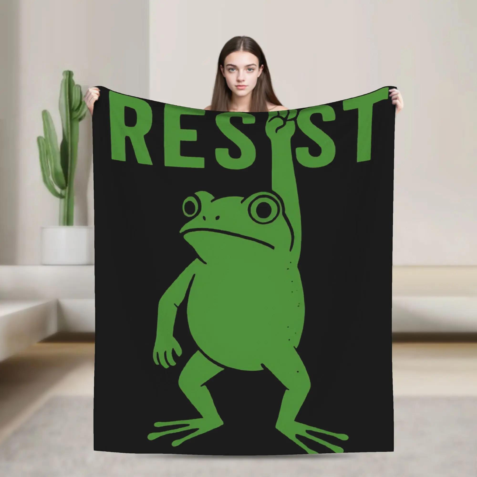 

Soft Flannel Blanket for Bed Couch Sofa Portland Frog Protest Print Travel Throw Blanket Bedspread Cover 40x50inch 101x127cm