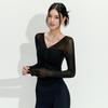 Sexy Mesh High-end Yoga Clothes Long-sleeved Integrated Chest Pad Fitness Professional Training Pilates Sports Top