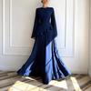 Amerikanische Damenbekleidung 2025 Herbst Neues hochtailliertes Kleid Rüsche Blattdekoration Bankett langes Kleid Temperament