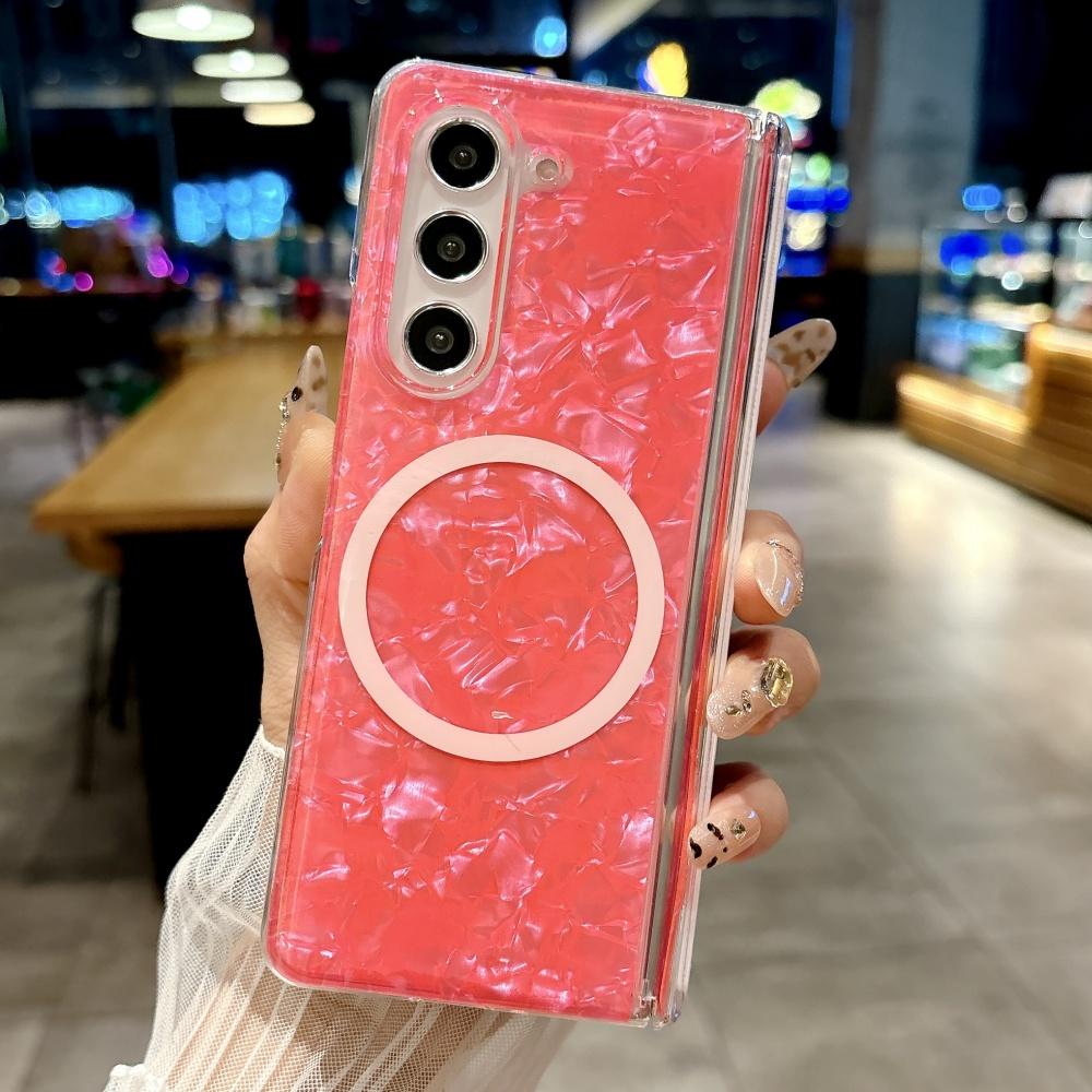 Dreamy Shell Pattern Magnetic Hinge Case For For Samsung Galaxy Z Fold 7 6 5 4 5G Wireless Charging Ultra Thin Hard PC Bumper Cover