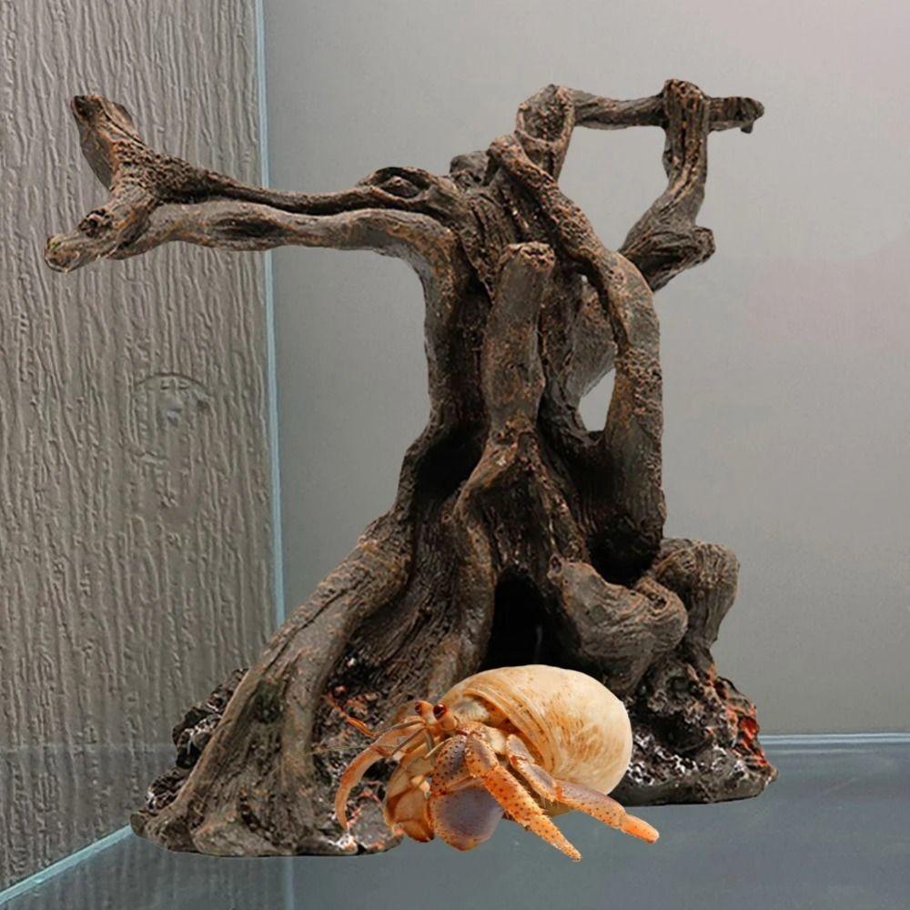 Simulation Hermit Crab Climbing Toy Decorative Reptile Cylinder Roots Plant Micro Landscape