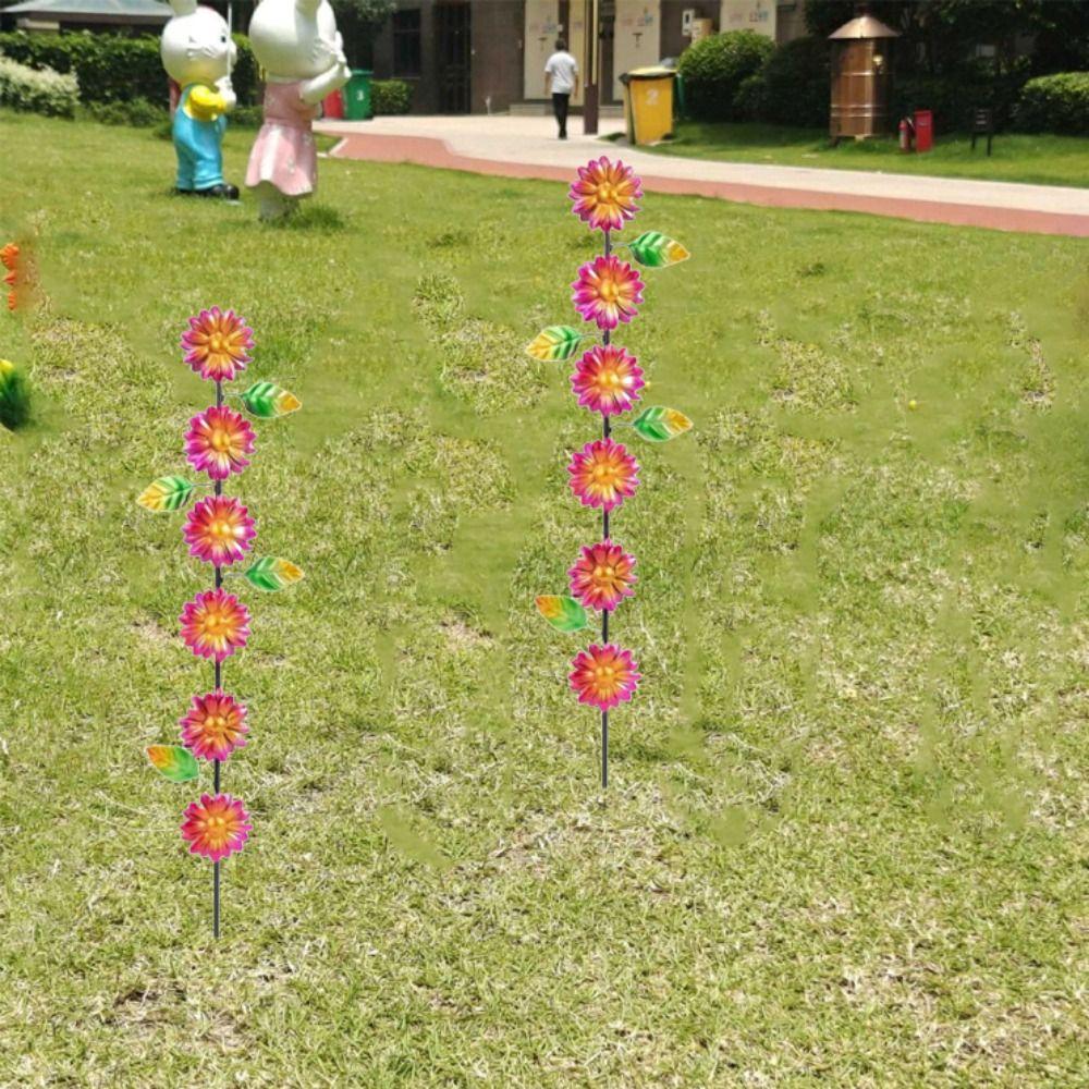 3pcs Plant Shaped Flower Ground Stake Metal Garden Pile Decorative Garden Stakes  Outdoor
