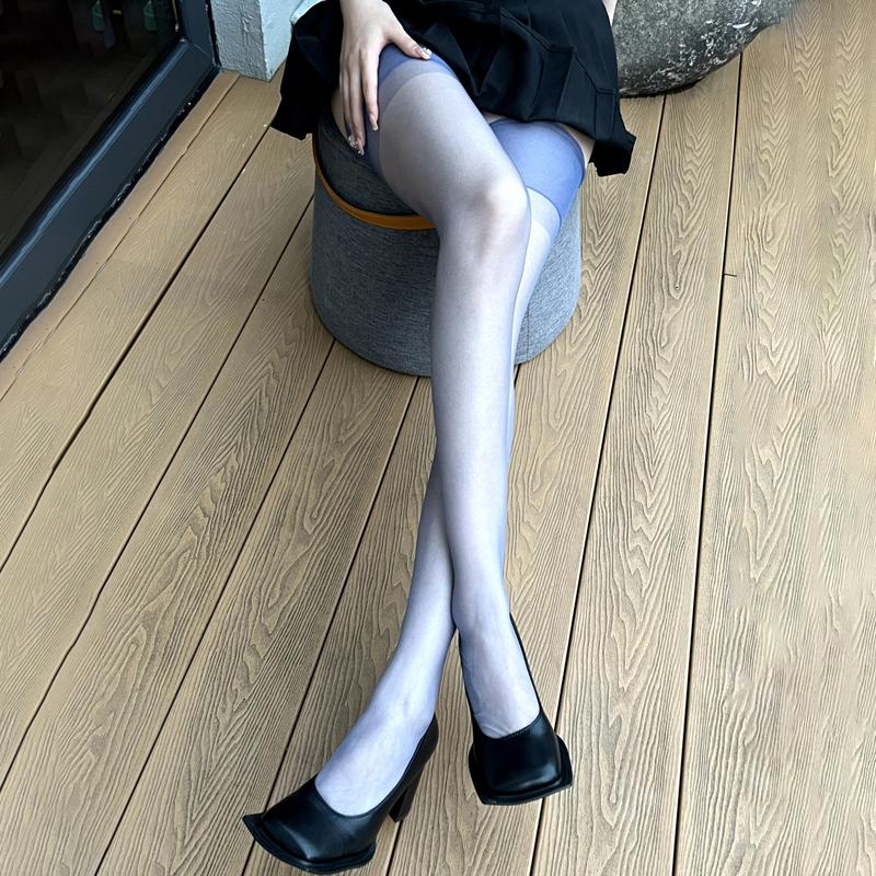 Candy Color No Elasticity Women'S Thigh-High Silk Stockings Sexy Transparent Lingerie Ultra-Thin Long Socks For Garter Belt