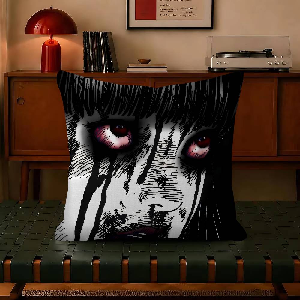 Japan Classic Anime JJunji Ito Edit Cushion Cover Pillowcase Upholstery Sofa Throw Pillow Home Decor Pillowcas