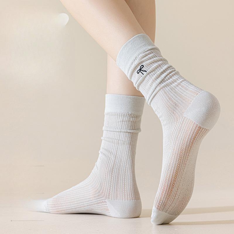 Summer Mesh Breathable Mid-calf Socks for Women, Trendy Thin Pile Socks, Pure Cotton Boneless Women's Socks