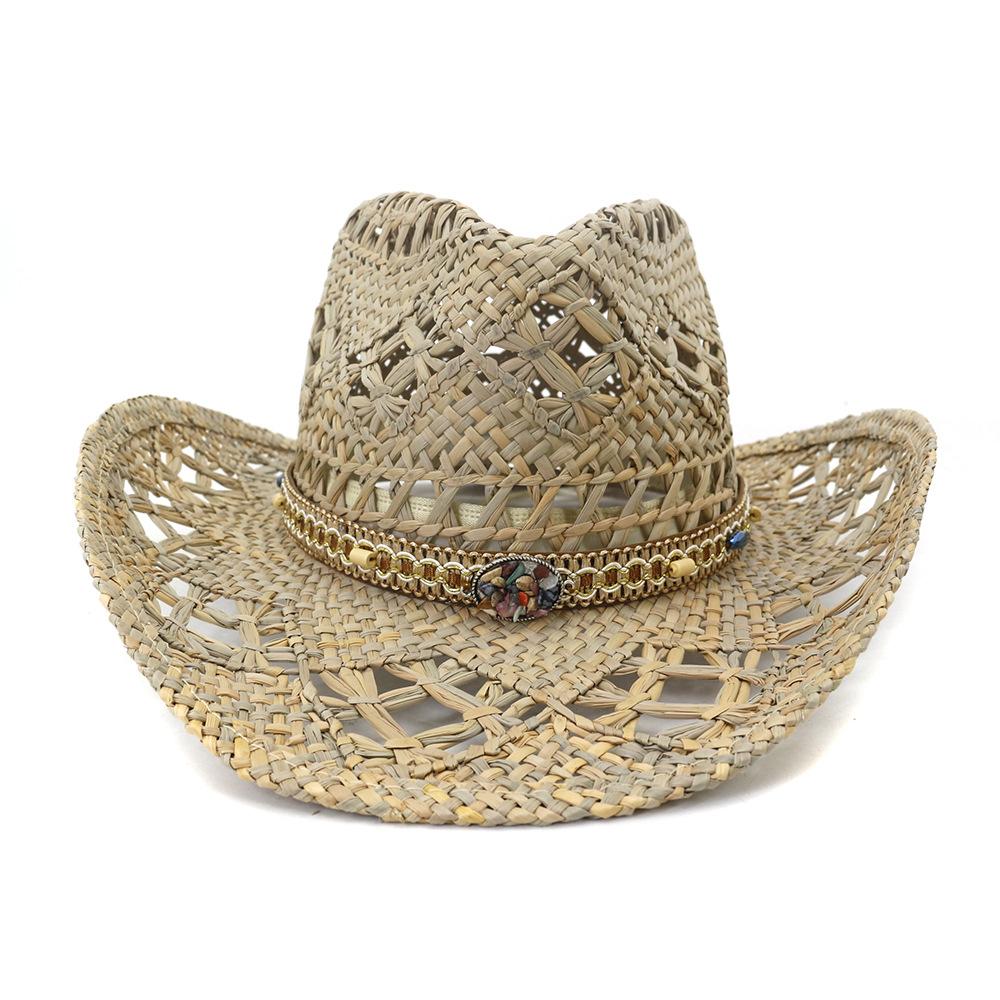 Cowboy hat men's women's cowboy straw hat monochrome felt hat men's and women's big brim outdoor beach knight hat