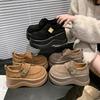 Leather Platform Women's Spring New Small Height Increase Casual Velcro Loafers
