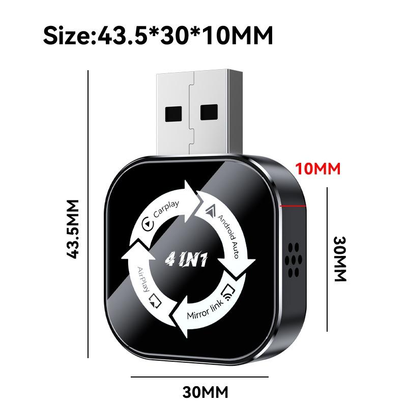 4-in-1 Wireless Android CarPlay Box, Mirror Screen To Car Stereo for IOS/Android Auto, Universal Car Adapter with Android 14 IOS