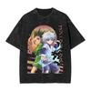 Hot Selling HUNTERHUNTER Shizuku Murasaki Print TShirt Unisex Vintage Washed Loose Top Casual Cotton New Summer Tee