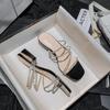 Fashion crystal narrow band sandalias mujer low heel clear slippers women rhinestone strap flip flops shiny party shoes big size 43