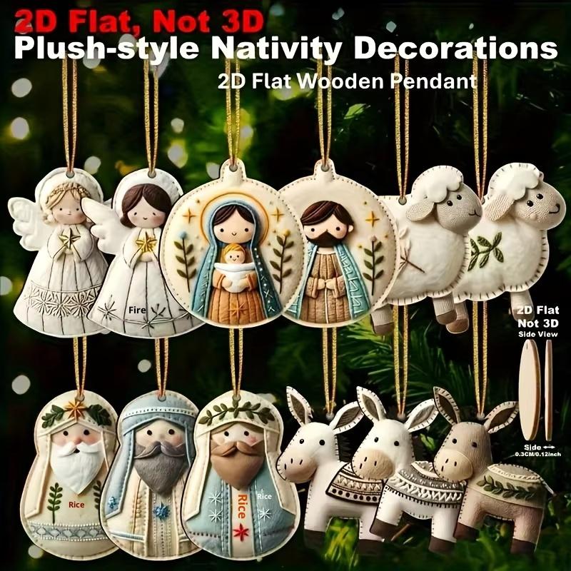 6/12/24/36 Pezzi Decorazione Albero di Natale Angelo di Natale Vintage 2D Ragazza Ciondolo in Legno per Casa Decorazione da Appendere al Muro Natale
