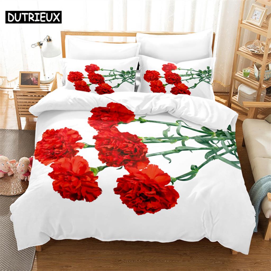 Comforter Red Rose Lovers Queen Bedding Set Girls Bedroom Bed Set Comforter Set King Size Bedding Sets