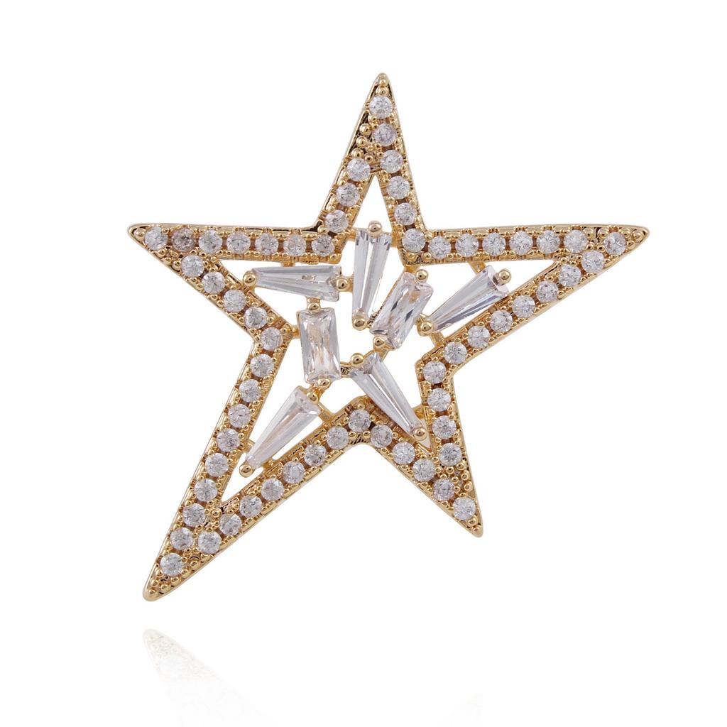 Elegant Star Zirconia Lapel Pin: Unisex Luxury Brooch & Anti-Exposure Buckle