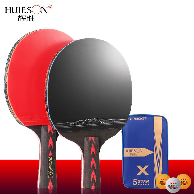 Huieson 3-Sterne 5-Sterne 6-Sterne Tischtennis Schläger 7-lagiges Holz Gummi beidseitig Noppen Innen Ping Pong Schläger (Kein Ball)