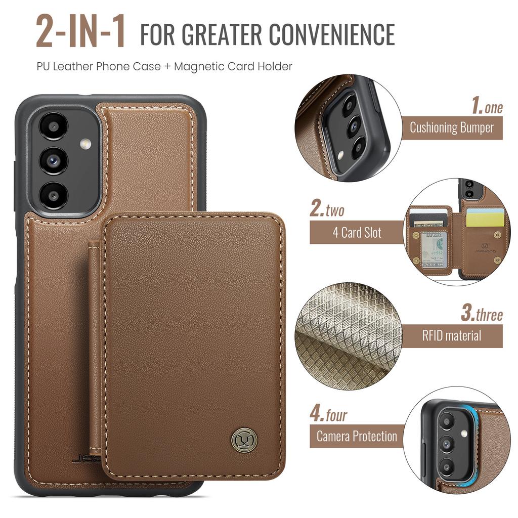 JEEHOOD J05 For Samsung Galaxy A13 5G Case Leather Mobile Cover with Detachable Magnetic Card Bag