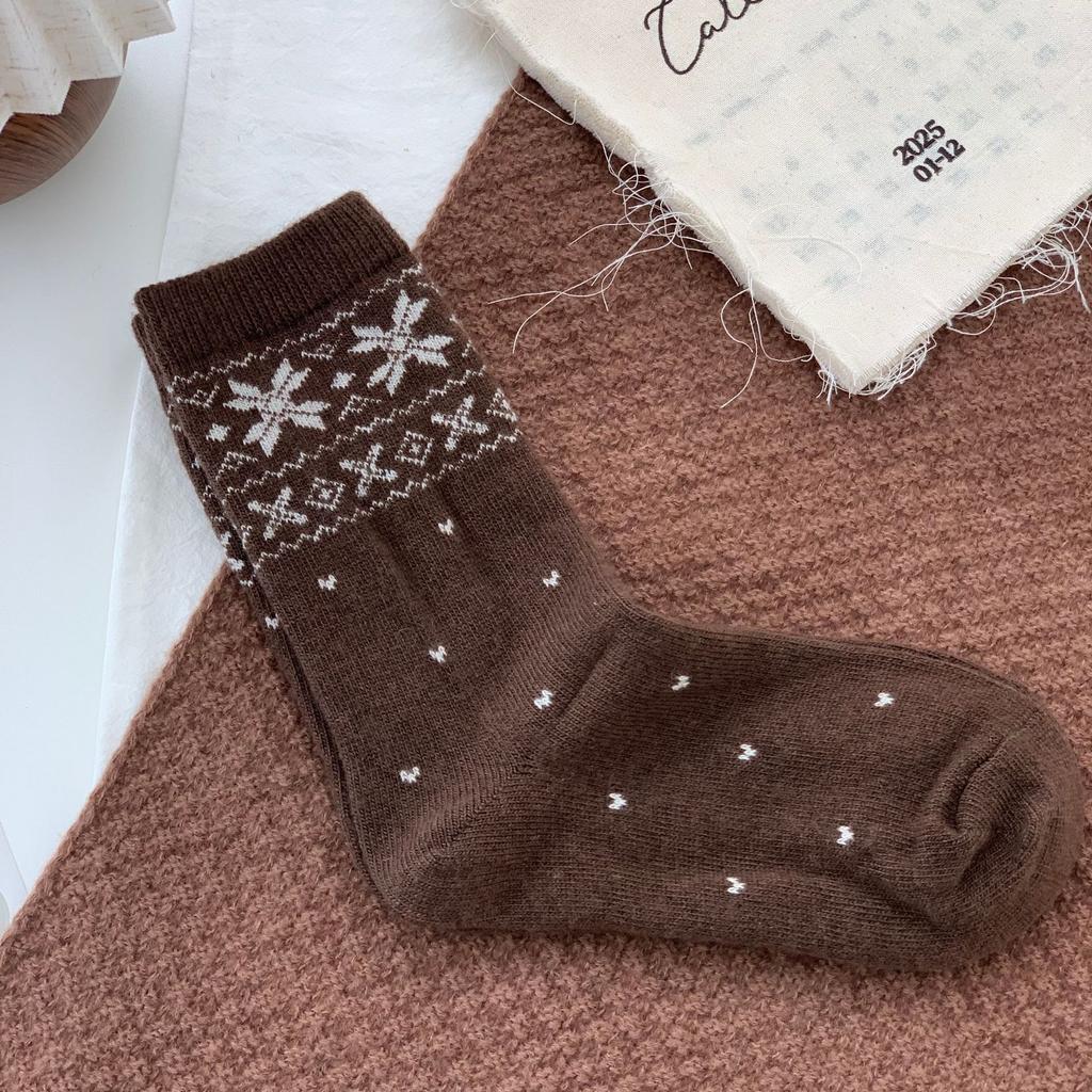 Wind Wool Socks Mid-Leg Socks Thickened And Warm Small Love Long Socks