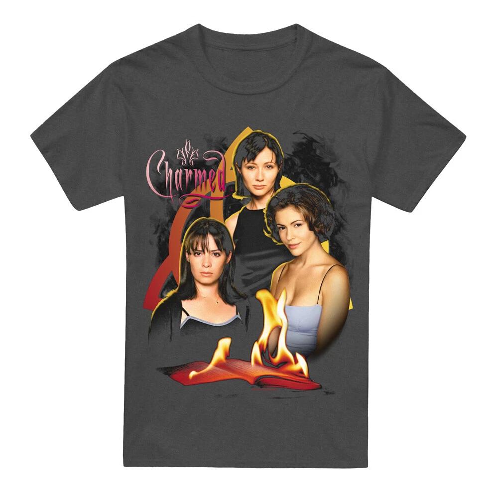 Charmed Original Three 100% Cotton T-shirt Mens Tees Top S-2XL, Charcoal XL