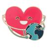 Novelty Red Stethoscope Heart And Earth Design Enamel Brooches Funny Doctor Nurse Golden Pins