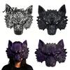 Comfortable Animal Costume Mask Halloween Wolf Mask, Embossed Werewolf Face for Cosplay Party, Lightweight Latex Adjustable Strap Adults, Trick